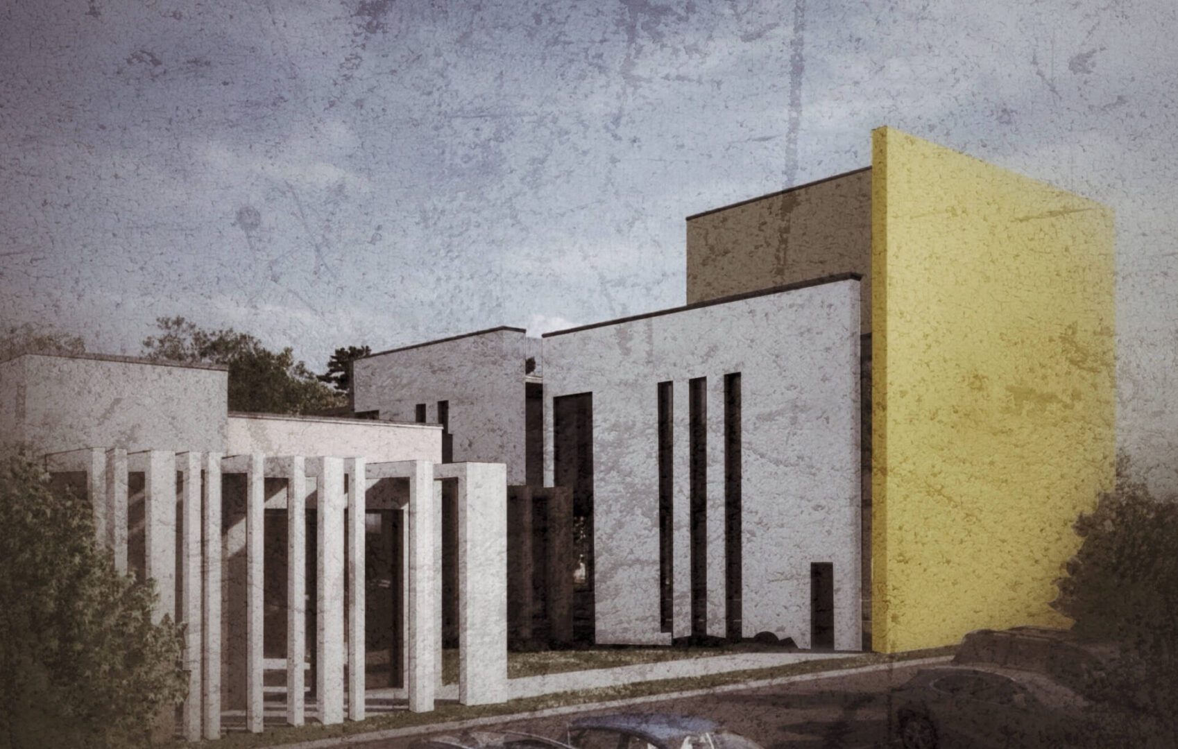 Vista ovest del progetto architettonico a Viale Elvezia